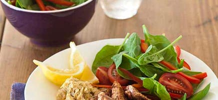 Sumac chicken with hummus