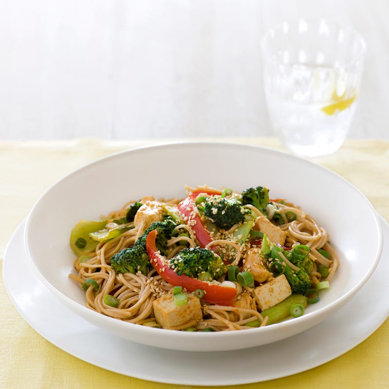 Photo of Spicy chicken, tofu, broccoli and sesame stir-fry by WW