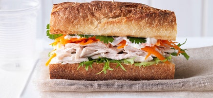 Chicken salad baguette with coriander