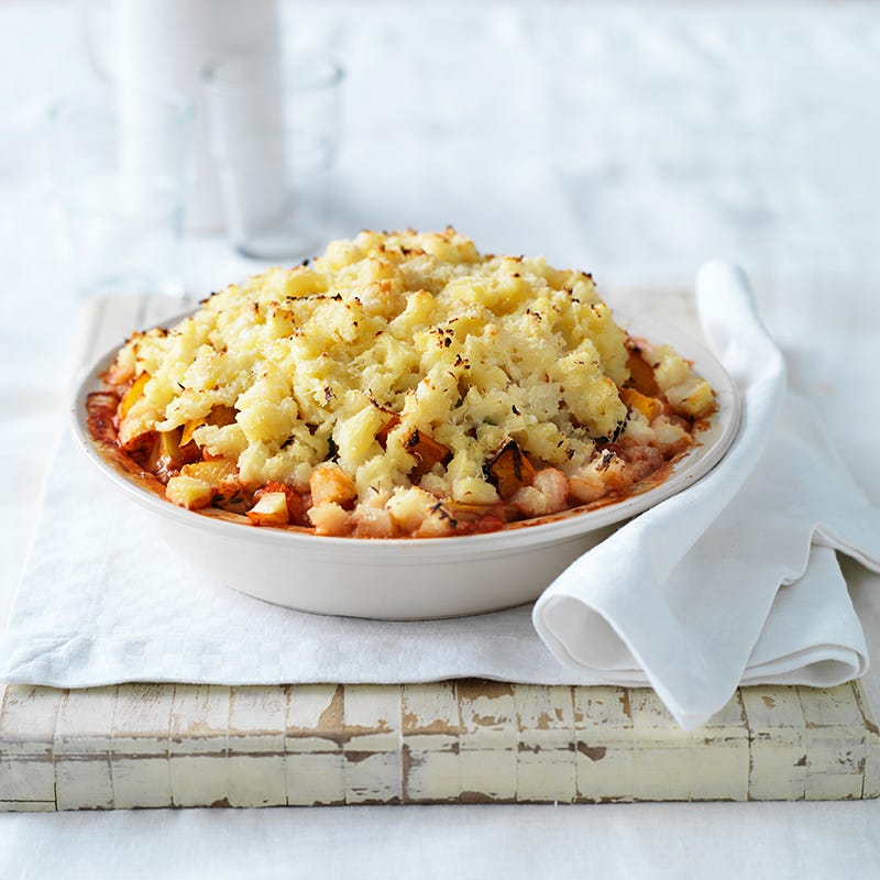 Vegetarian pot pie with parsnip mash crust