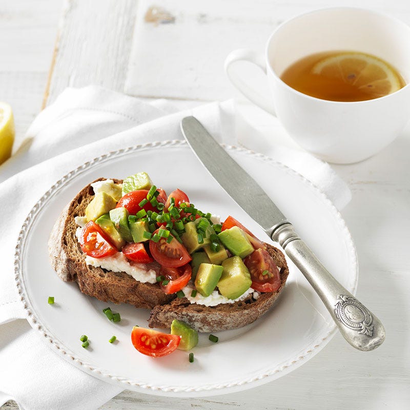 Rye toast with avocado and tomato salsa