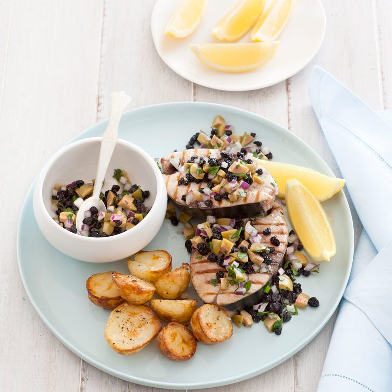 Photo of Spanish mackerel with green olive salsa by WW