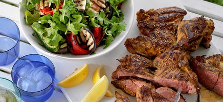 Butterflied lamb with cumin and turmeric marinade
