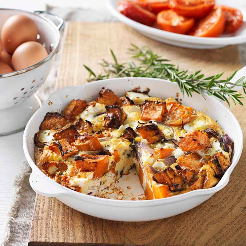 Sweet potato, red onion and feta frittata