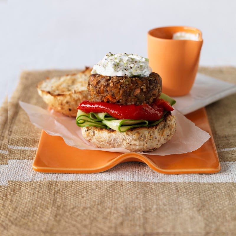 Lentil and cashew burger