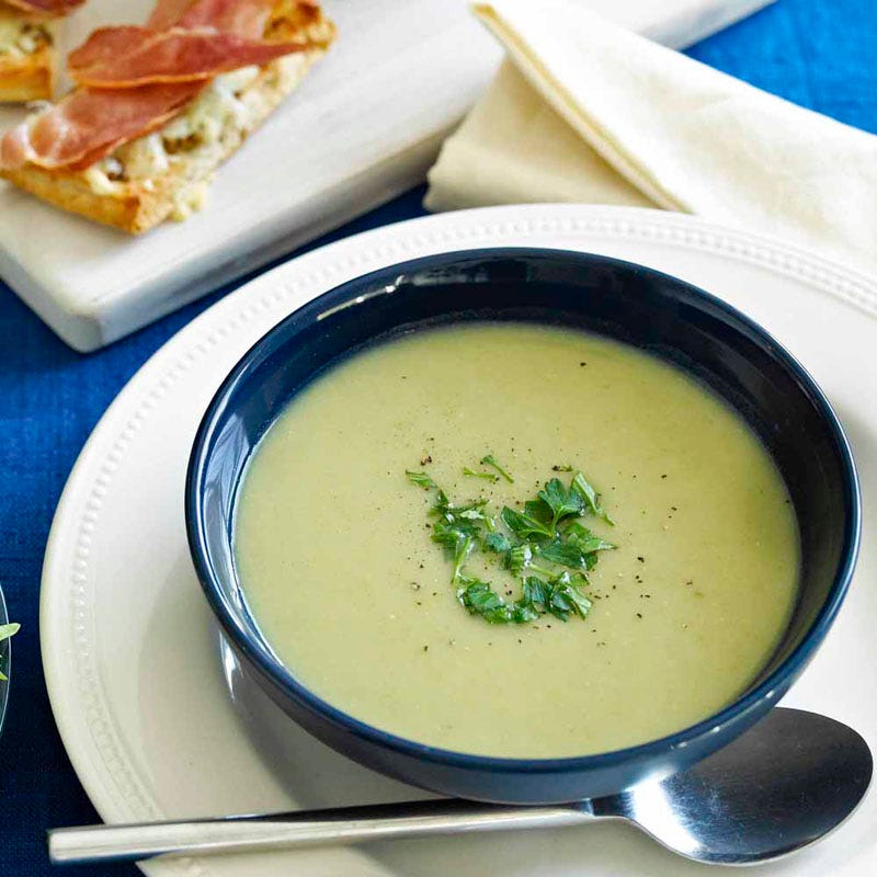 Photo of Asparagus soup with cheese and prosciutto toast by WW