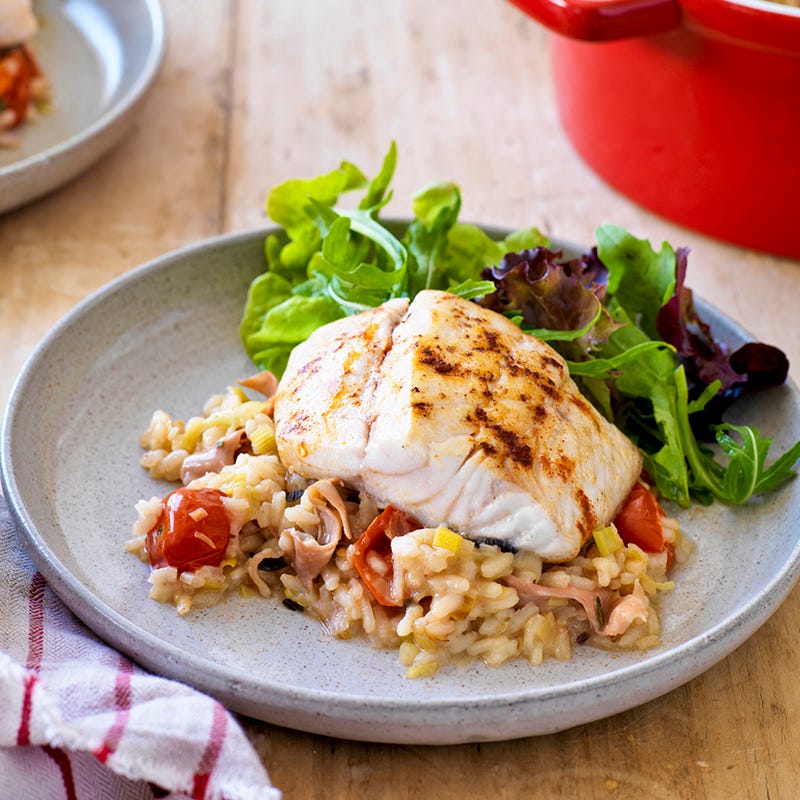 Photo of Blue-eye with baked prosciutto and leek risotto by WW