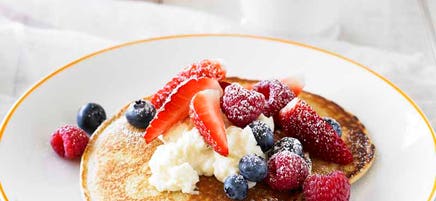 Buckwheat pancakes with honeyed ricotta