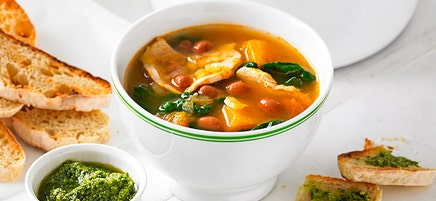 Chicken, pumpkin and bean soup