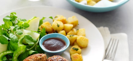 Fennel pork rissoles and sage potatoes