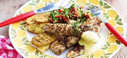 Za'atar and orange chicken with tabouli salad