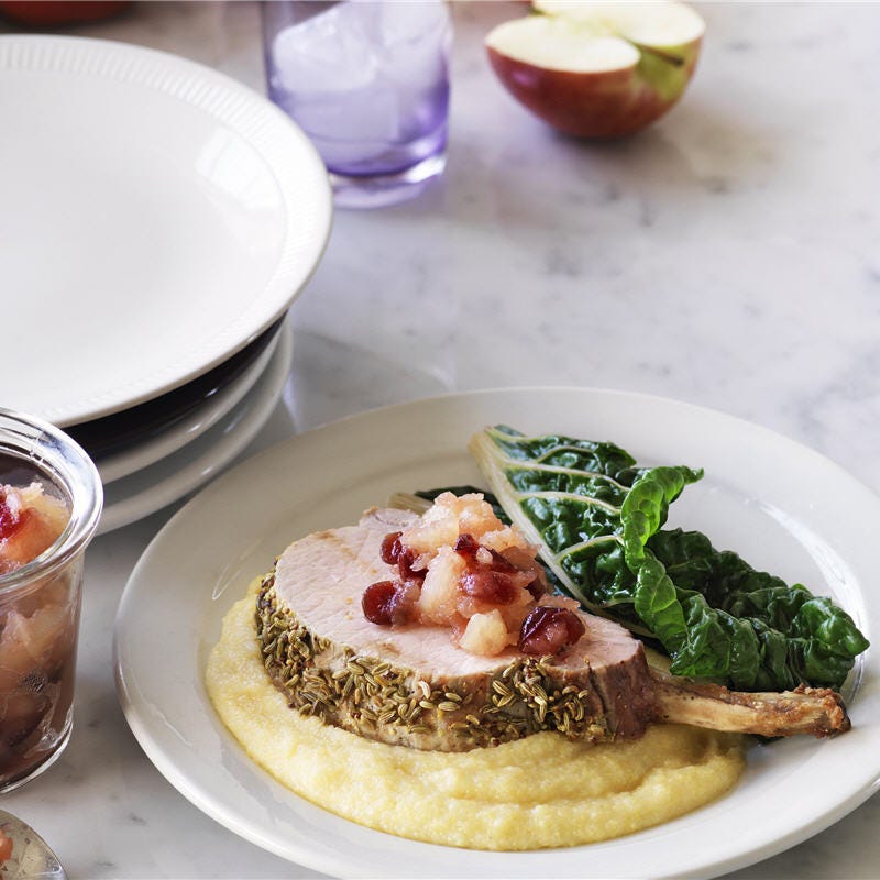 Photo of Rack of pork with spiced apple and cranberry sauce by WW