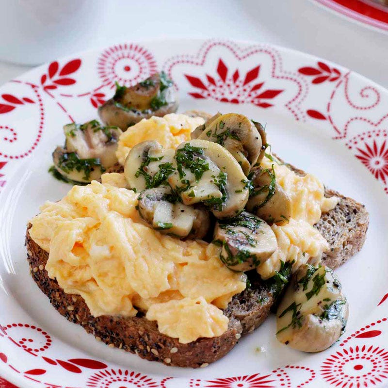 Photo of Scrambled eggs with mushrooms on wholegrain toast by WW