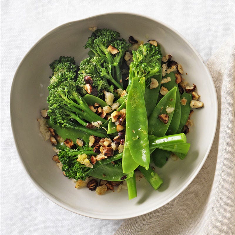 Photo of Broccolini and snow peas with hazelnut crumbs by WW