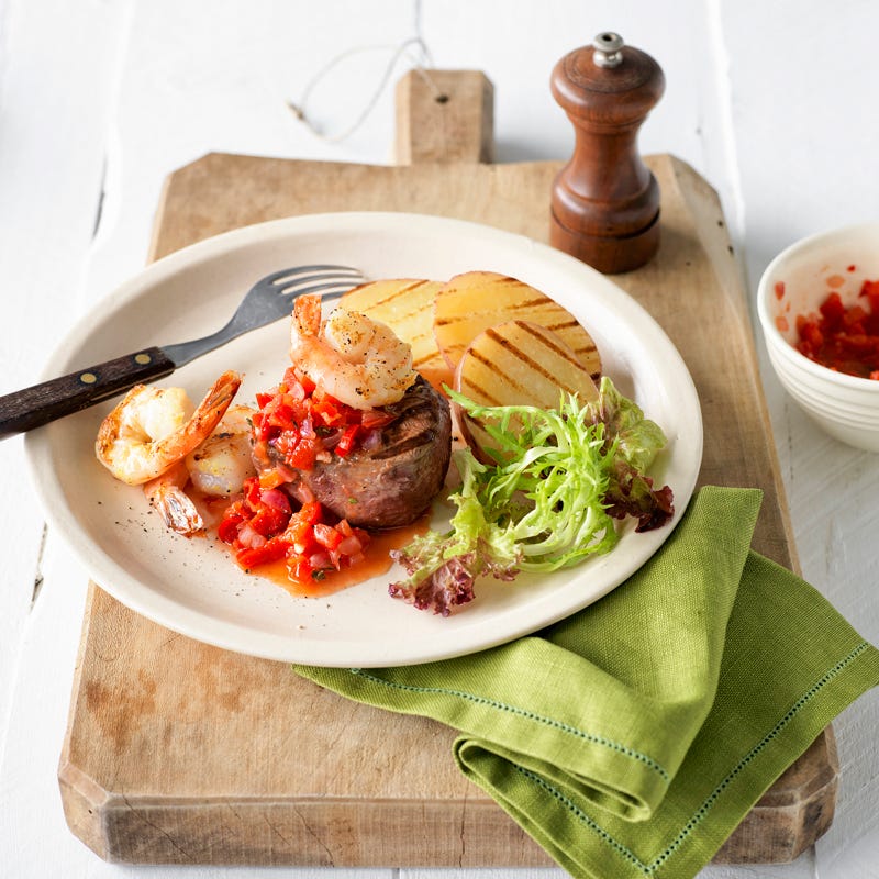 Photo of Surf and turf with tomato and chilli relish by WW