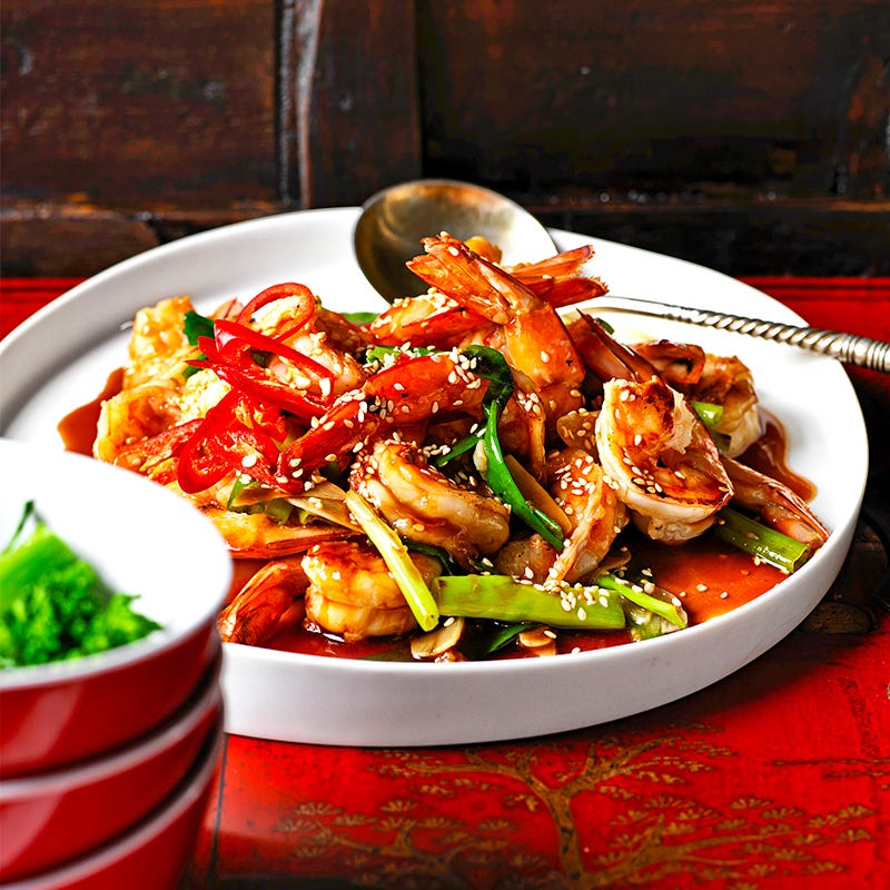 Prawns with ginger and garlic
