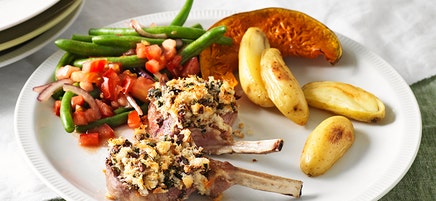 Lamb cutlets with black olive crust