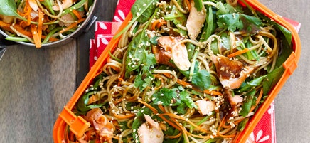 Soba noodle salad with salmon and miso dressing