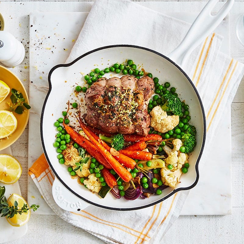 Lemon and oregano lamb with roasted vegetables