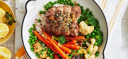 Lemon and oregano lamb with roasted vegetables