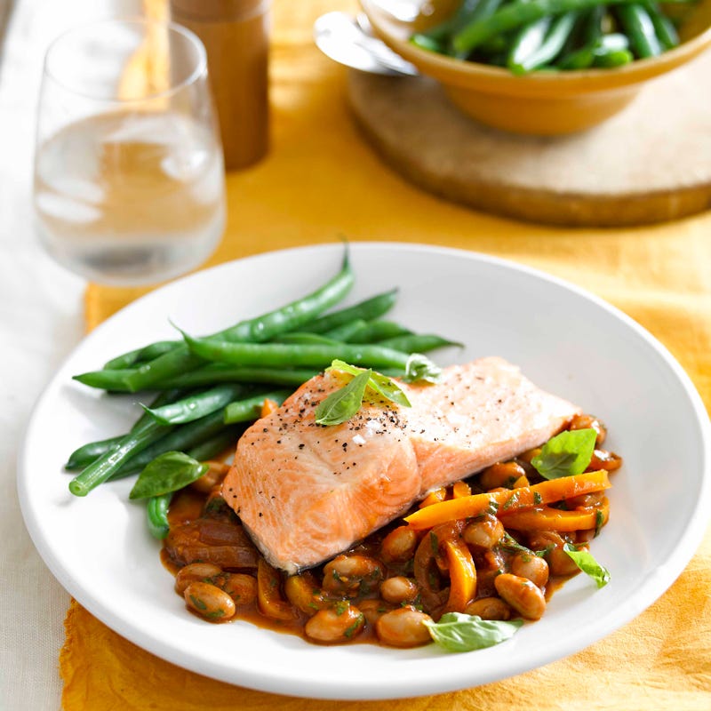 Photo of Ocean trout with smokey bean and capsicum braise by WW
