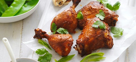 Tandoori chicken with coriander and mint sauce