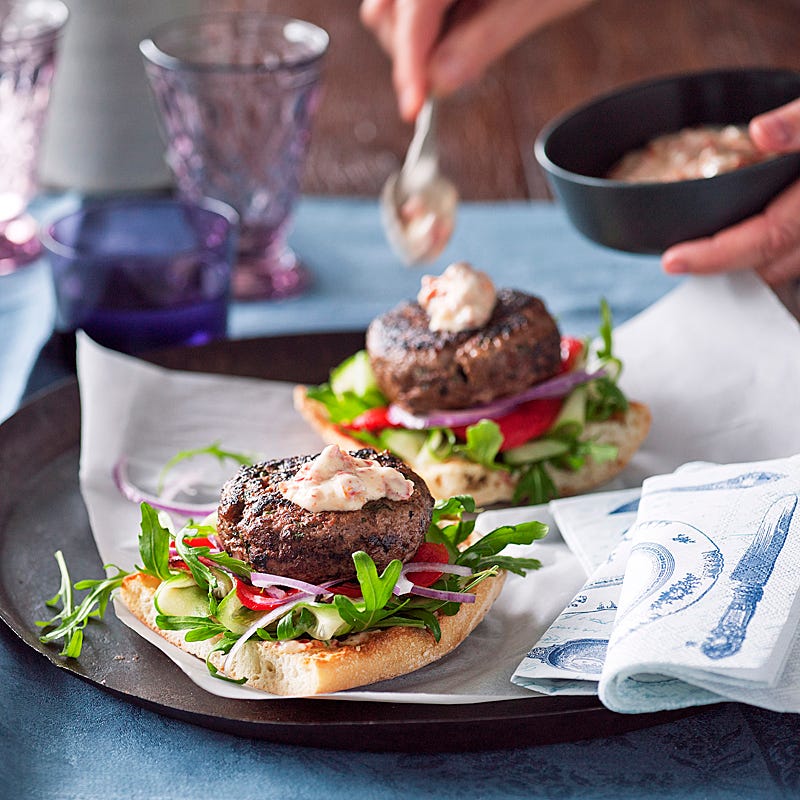 Photo of Open beef burger with sun-dried tomato aioli by WW