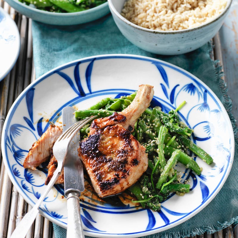Photo of Lemongrass pork with wilted spinach and sugar snaps by WW