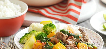 Lamb, pumpkin and spinach curry