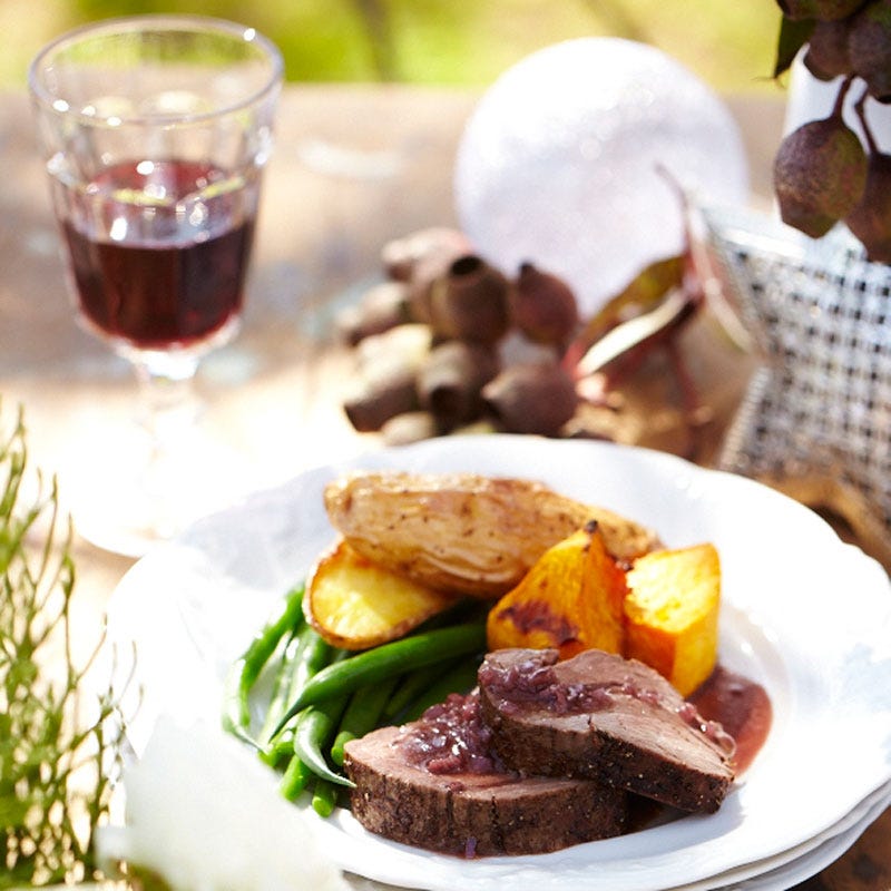 Photo of Porcini-crusted beef with red wine jus by WW