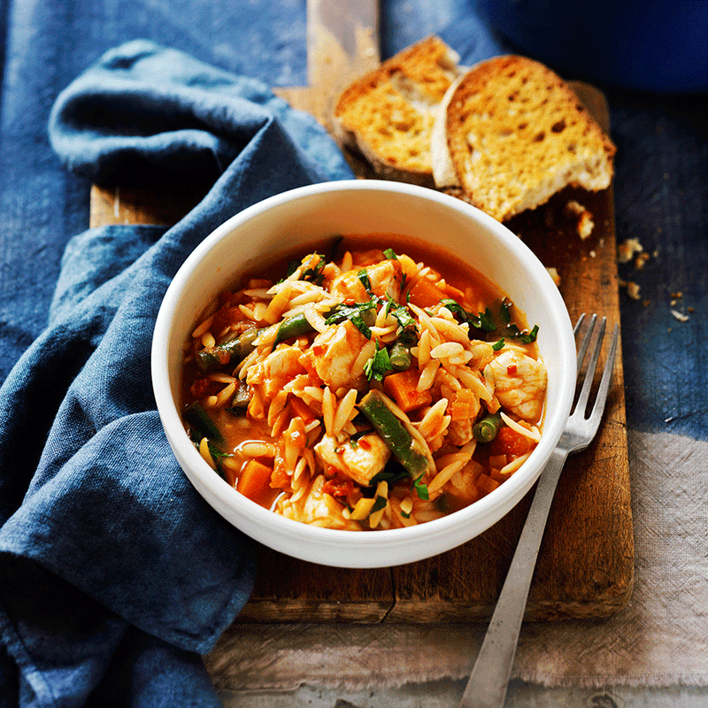 One-pot fish and risoni stew