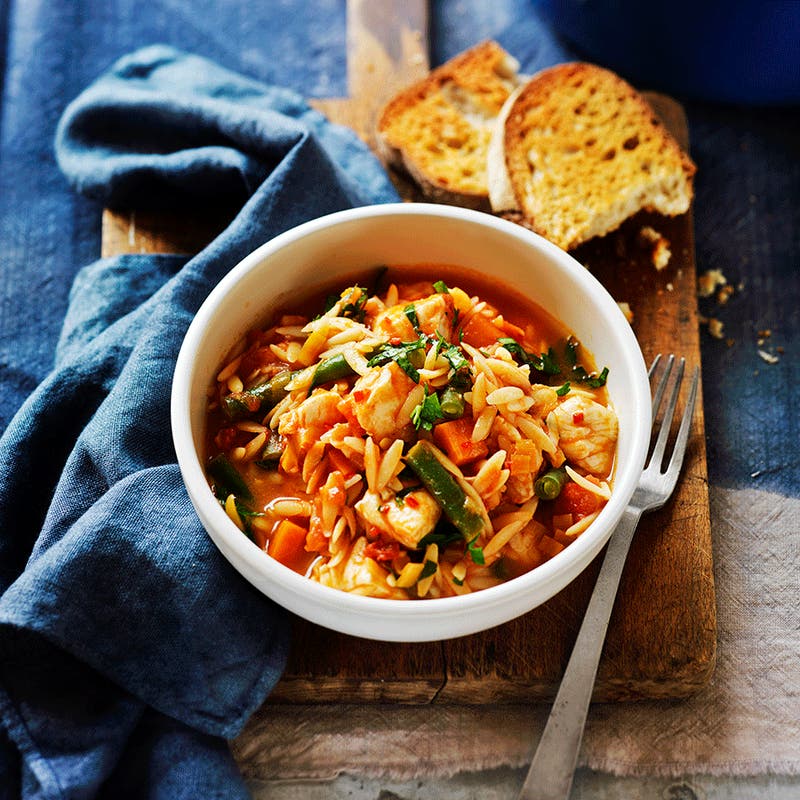One-pot fish and risoni stew