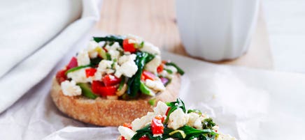 Scrambled tofu with baby spinach