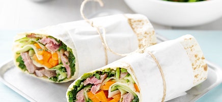 Lamb, tabouli and hummus wrap