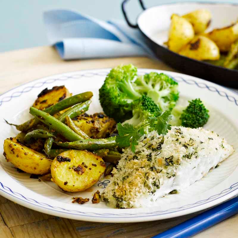 Photo of Oven-baked coriander fish with spiced potatoes and beans by WW