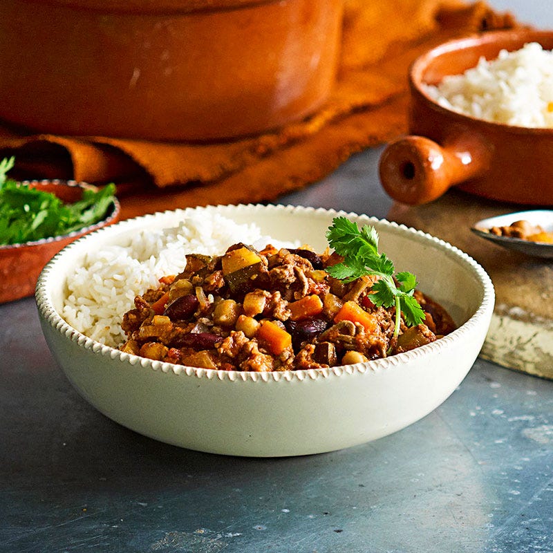 Chilli con carne with rice