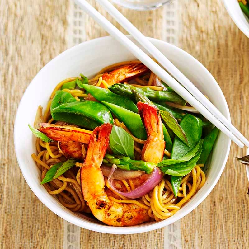 Photo of Prawn, asparagus and snow pea stir-fry by WW