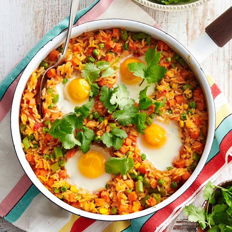 Baked rice and egg