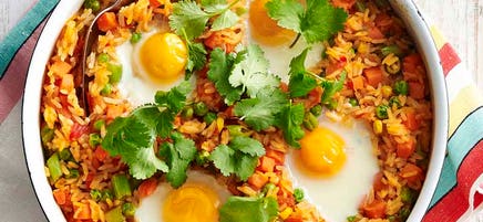 Baked rice and egg