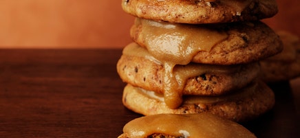 Sticky date biscuits with butterscotch icing