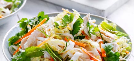 Coconut and lemongrass poached chicken salad