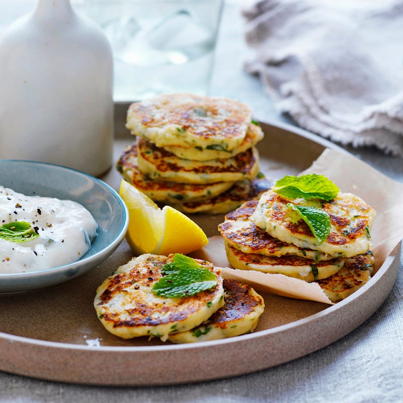 Cauliflower, mint and fetta fritters
