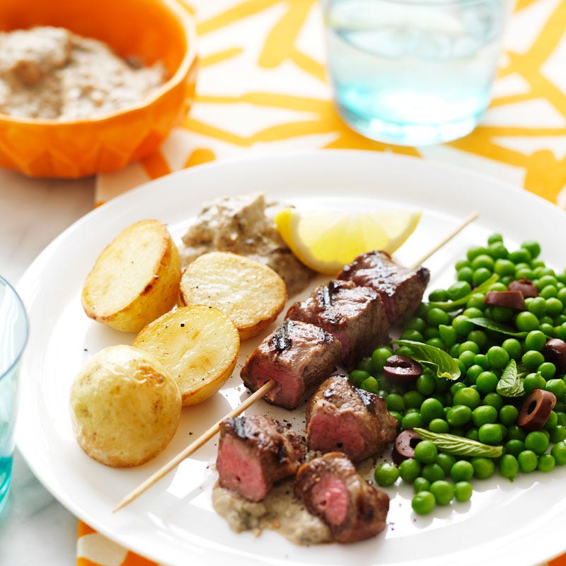 Photo of Garlic lamb skewers with baba ganoush by WW