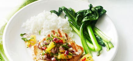 Pork with spicy pineapple chutney