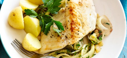 Pan-fried fish with fennel and preserved lemon