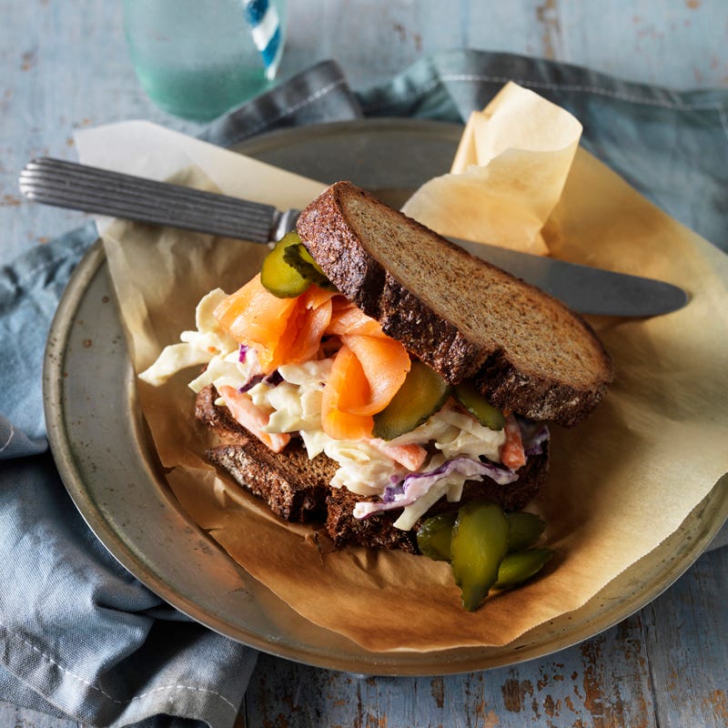 Photo of Smoked salmon and coleslaw on rye by WW