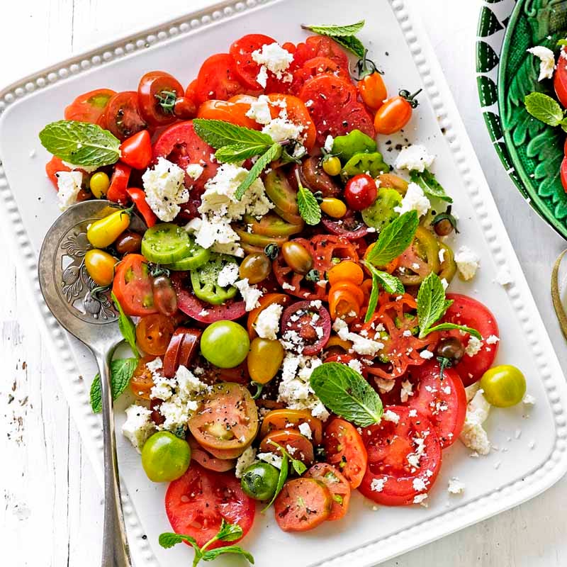 Heirloom tomato salad with mint and feta