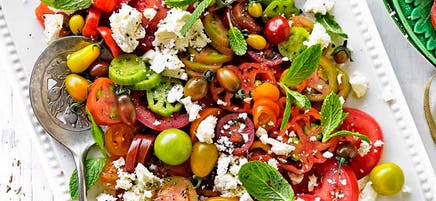 Heirloom tomato salad with mint and feta
