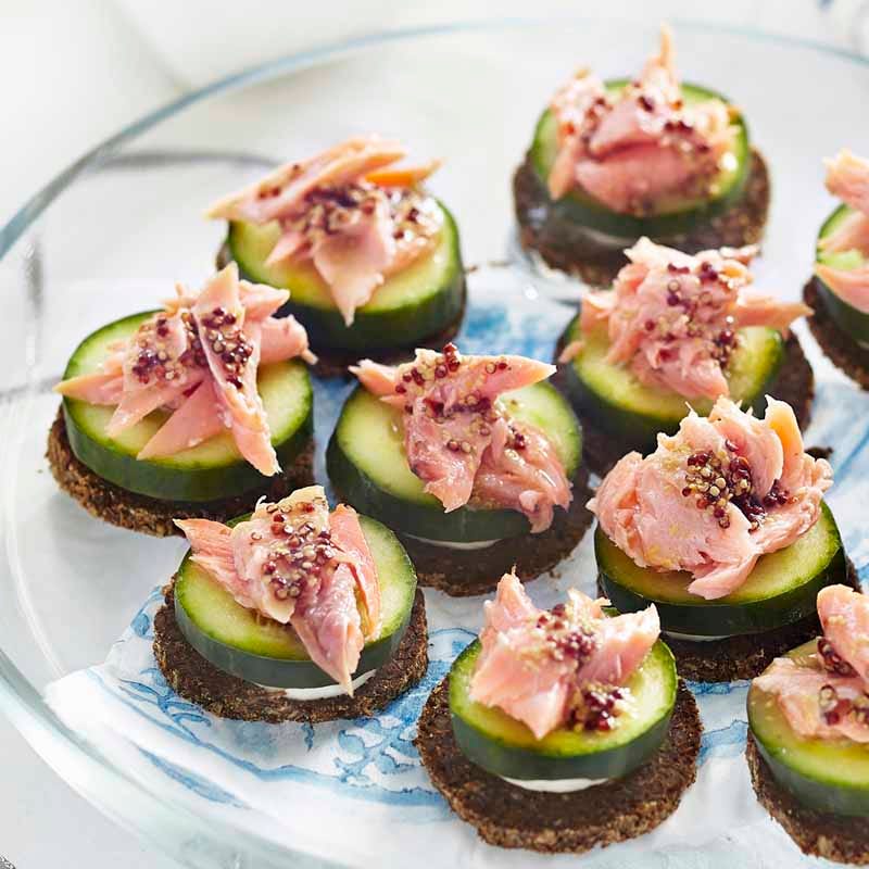 Photo of Smoked trout pumpernickel rounds with seeded mustard by WW
