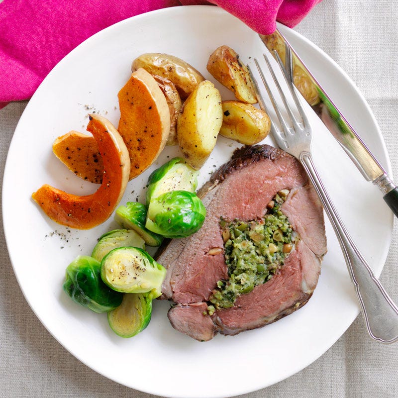 Photo of Slow roasted olive and spinach stuffed lamb by WW